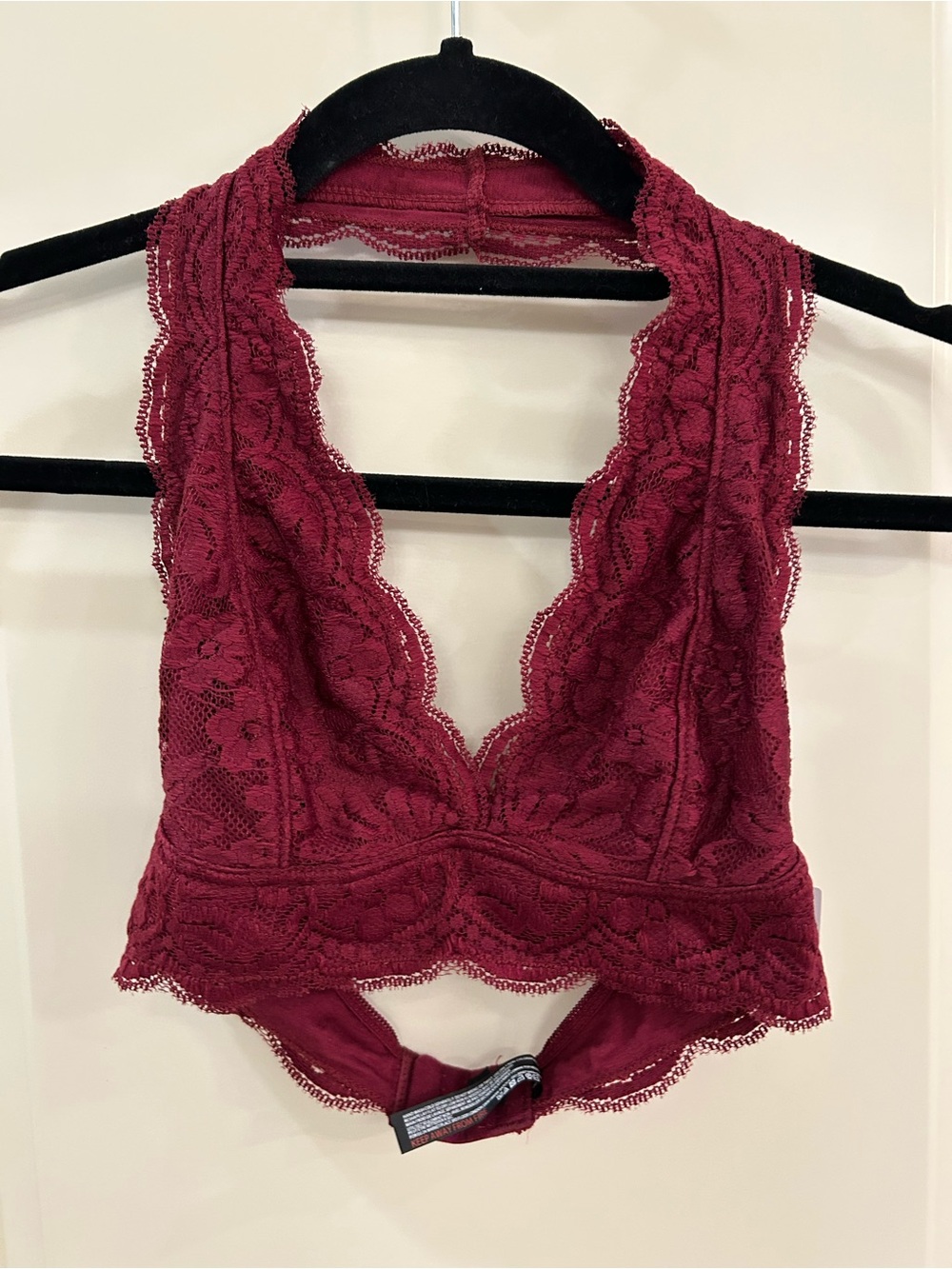 Urban Outfitters Wine Lace Halter Bralette